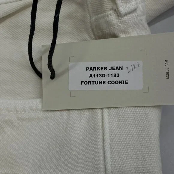 NEW AGOLDE Women’s Parker Straight Denim Jeans Fortune Cookie White Size 27